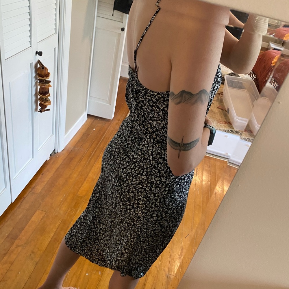 Black floral midi dress